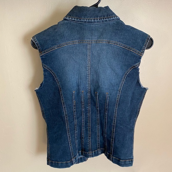 Comfy Stretchy Tulle Faux Denim Vest Made In Korea Size Medium - Picture 4 of 4